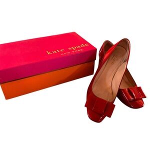 Kate Spade Glossy Red Heels with Bow